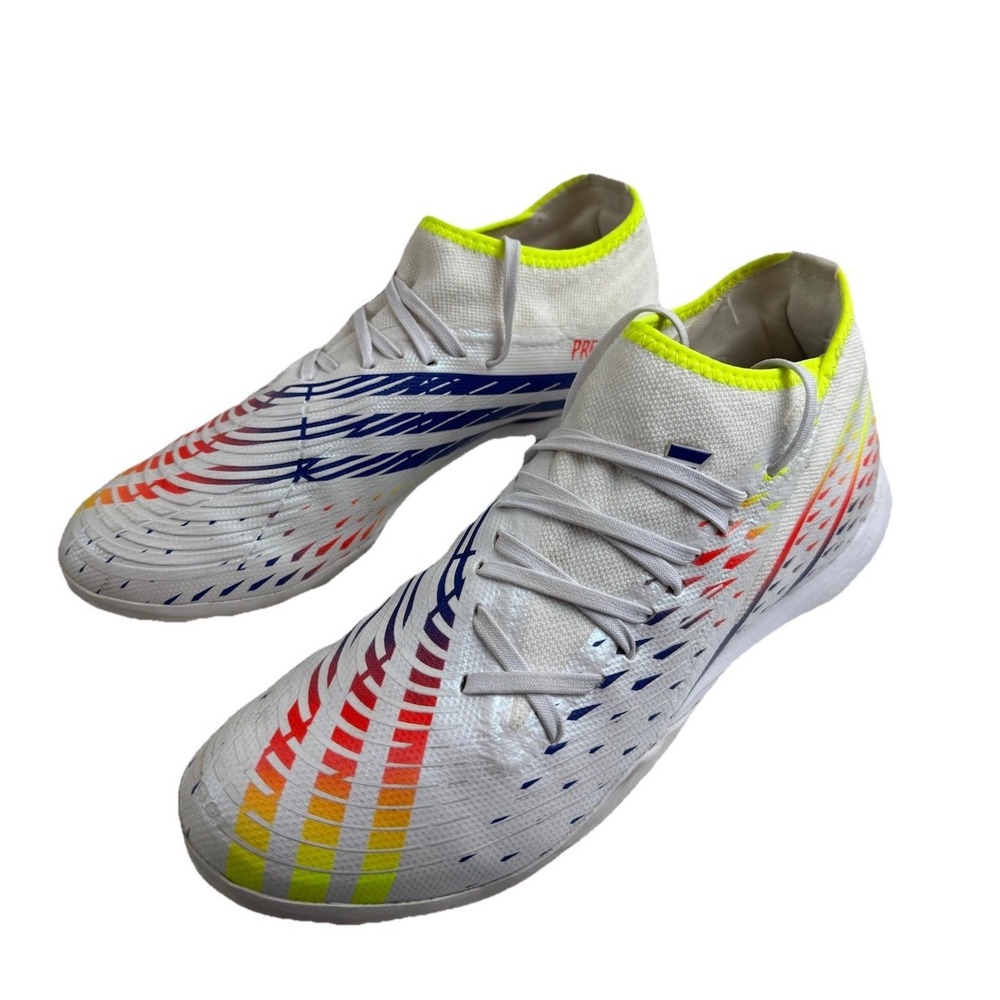 Adidas Mens White Predator Edge .3 TF Al Rihla Indoor Soccer Turf Cleat. Size 10 - Picture 3 of 13